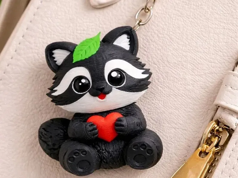 CuteRaccoonwithHeartKeychain