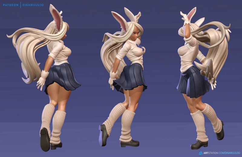 My Hero Academia Rabbit Mirko School Girl DiNamuuu3D1