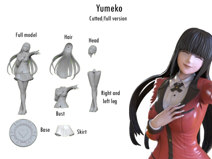 Yumeko Extra – Kakegurui 3D printable STL figurine preview