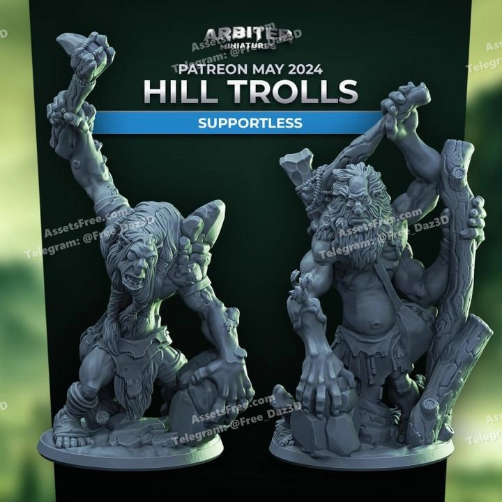 Arbiter Miniatures May 2024 Hill Trolls Supportless