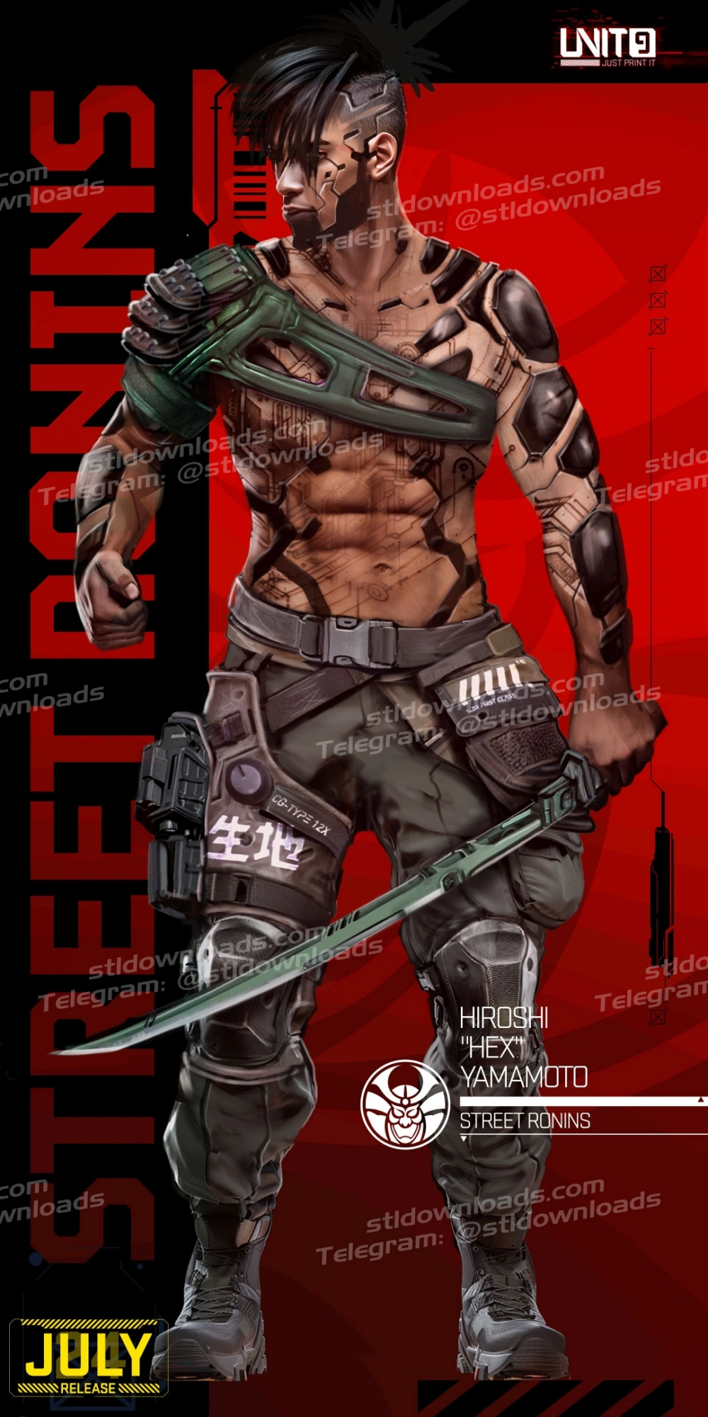 Cyberpunk Hiroshi Hex Yamamoto Street Ronins 3D Print Model