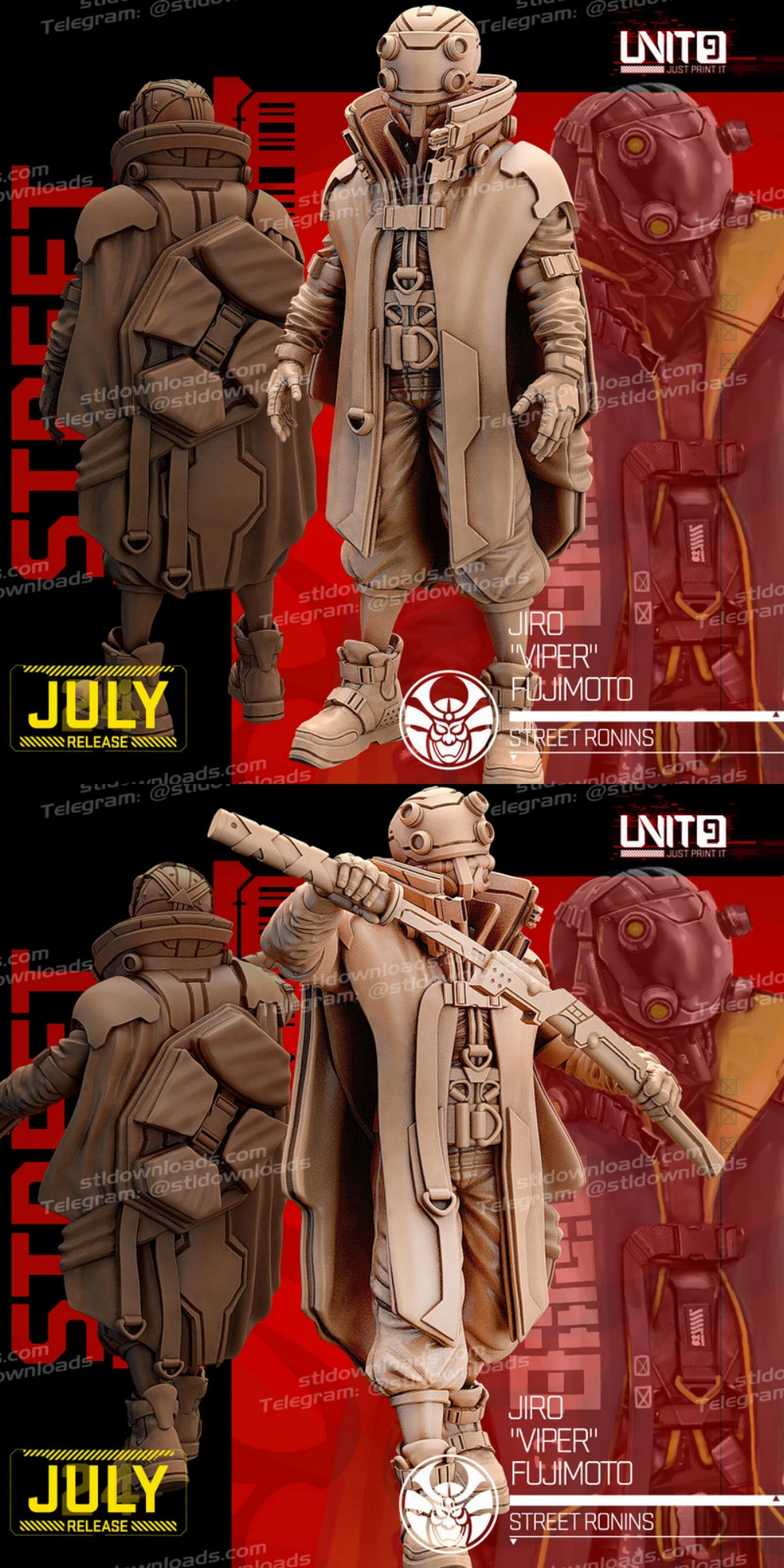 Cyberpunk Jiro Viper Fujimoto Street Ronins 3D Print Model