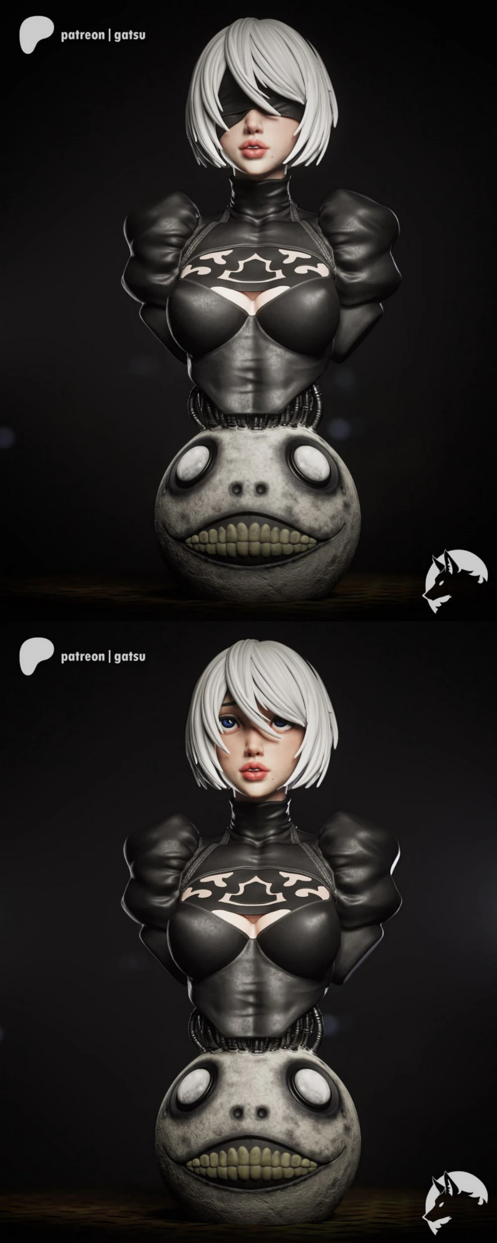 2B Bust Model – Nier Automata STL render Gatsu Studios – 2B – Nier Automata Bust
