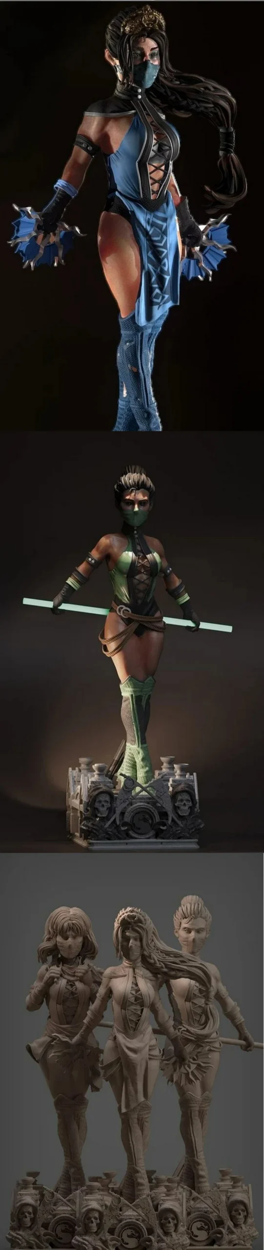 Mileena, Kitana and Jade new style from Mortal Kombat