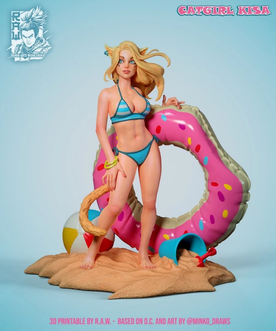 RAW Catgirl Kisa Beach Girl Pinup