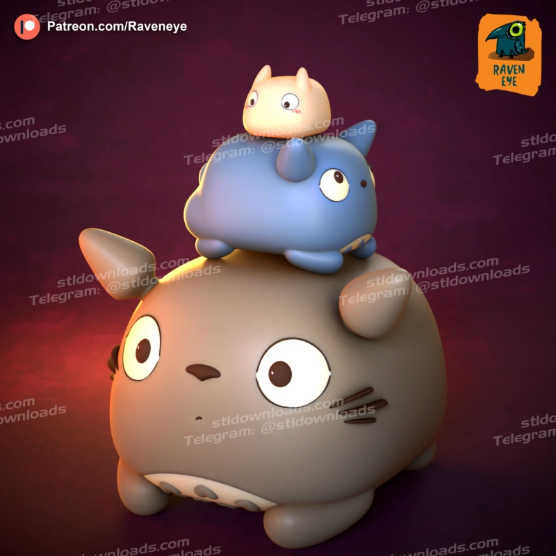 Totoro & Little Totoros (Studio Ghibli) STL model for 3D printing