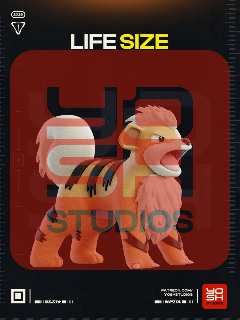 Growlithe Life Size (Pokemon) STL model for 3D printing