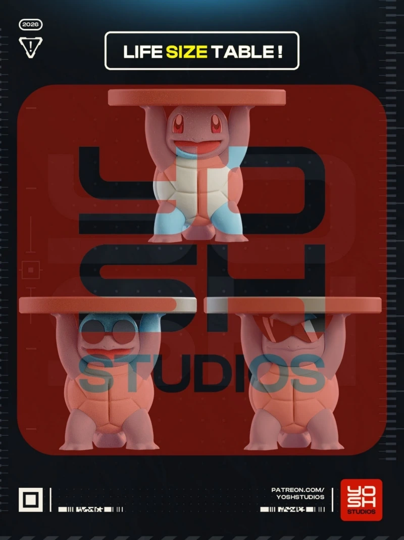 Squirtle Table (Pokemon) STL model for 3D printing