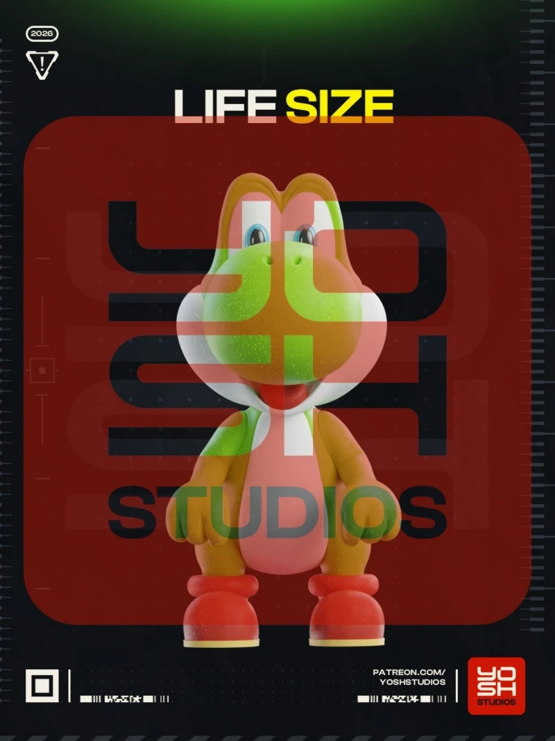 Yoshi Life Size (Mario) STL model for 3D printing