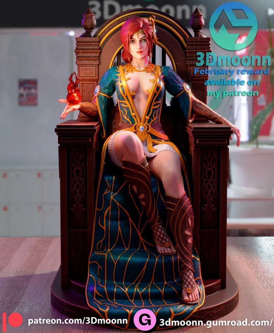Triss Extra - The Witcher STL render Triss Extra - The Witcher 3D printable STL model