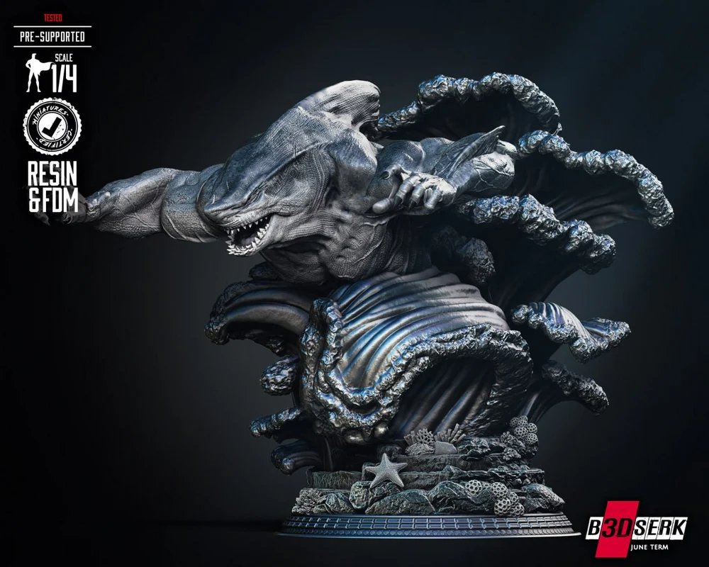King Shark Bust (DC Comics) STL model for 3D printing