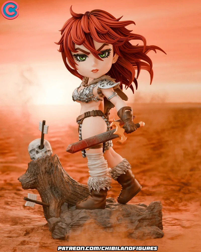 Red Sonja Chibi Figure (Red Sonja) STL model for 3D printing