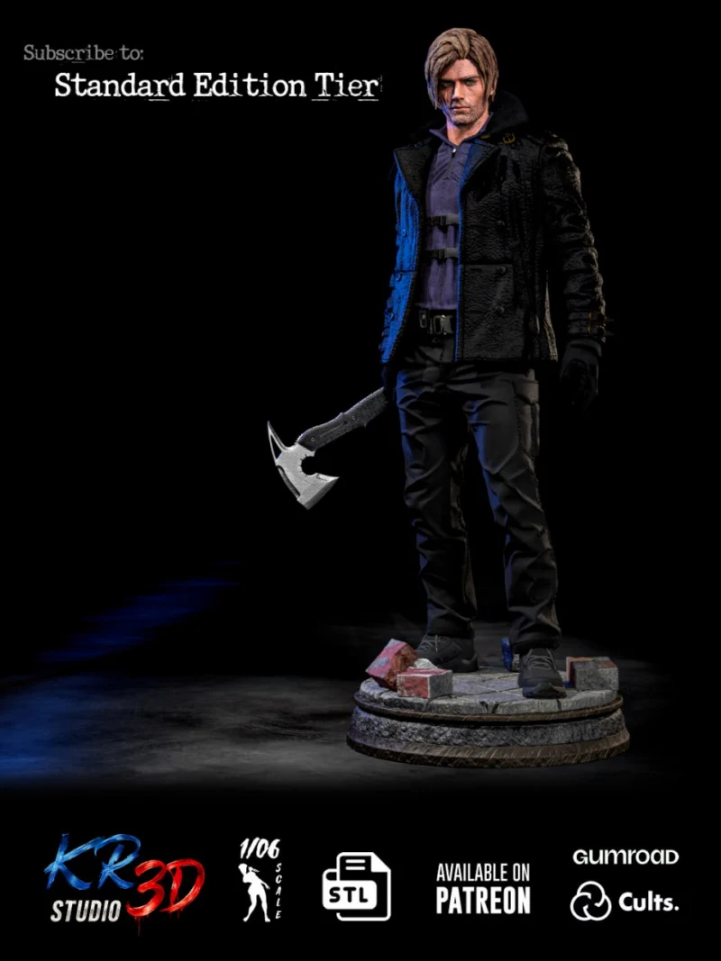 Leon Kennedy (Resident Evil) STL model for 3D printing
