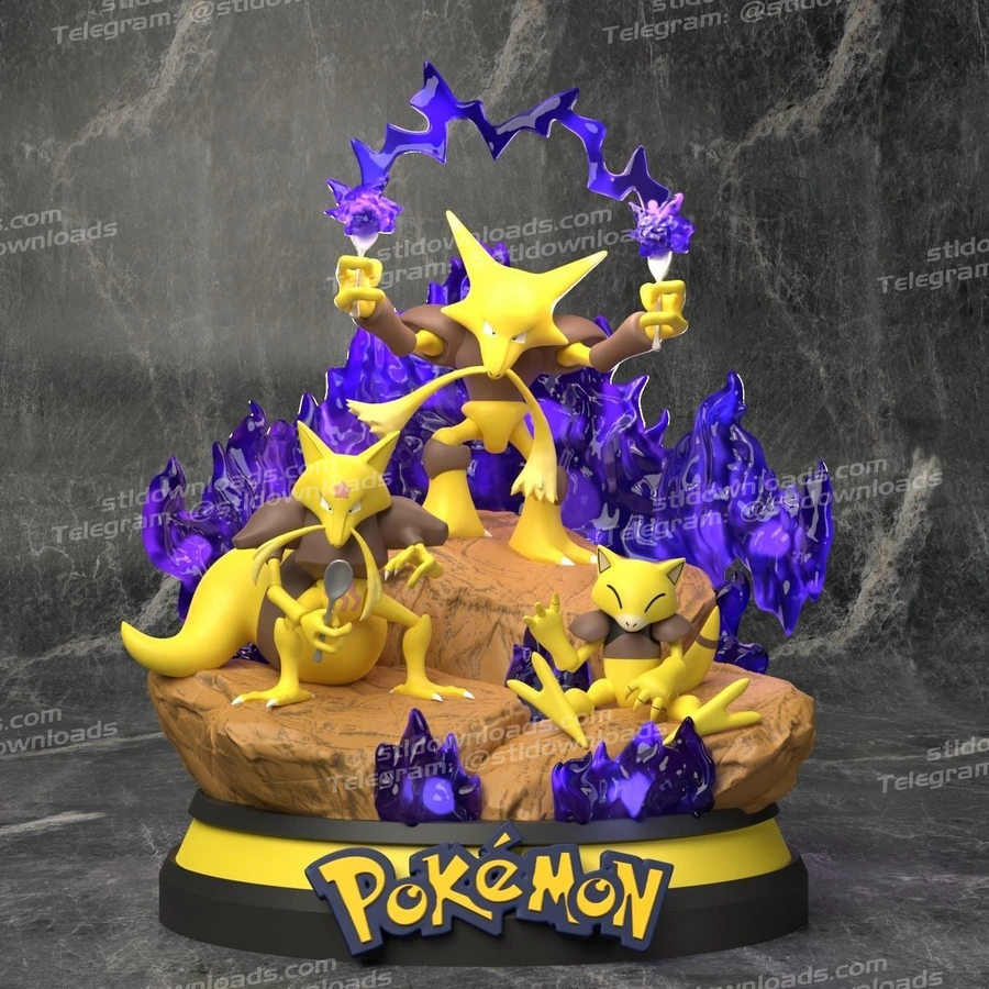 Abra Evolution Diorama – Pokemon 3D printable STL model