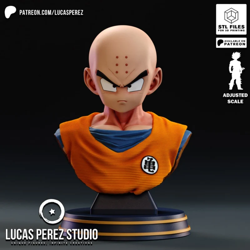Krillin Bust (Dragon Ball) STL model for 3D printing