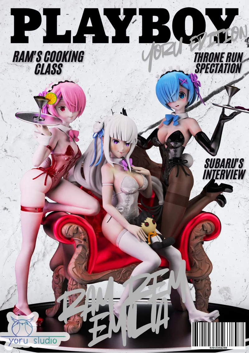 Ram, Rem & Emilia Bunny Trio (Re:Zero) STL model for 3D printing