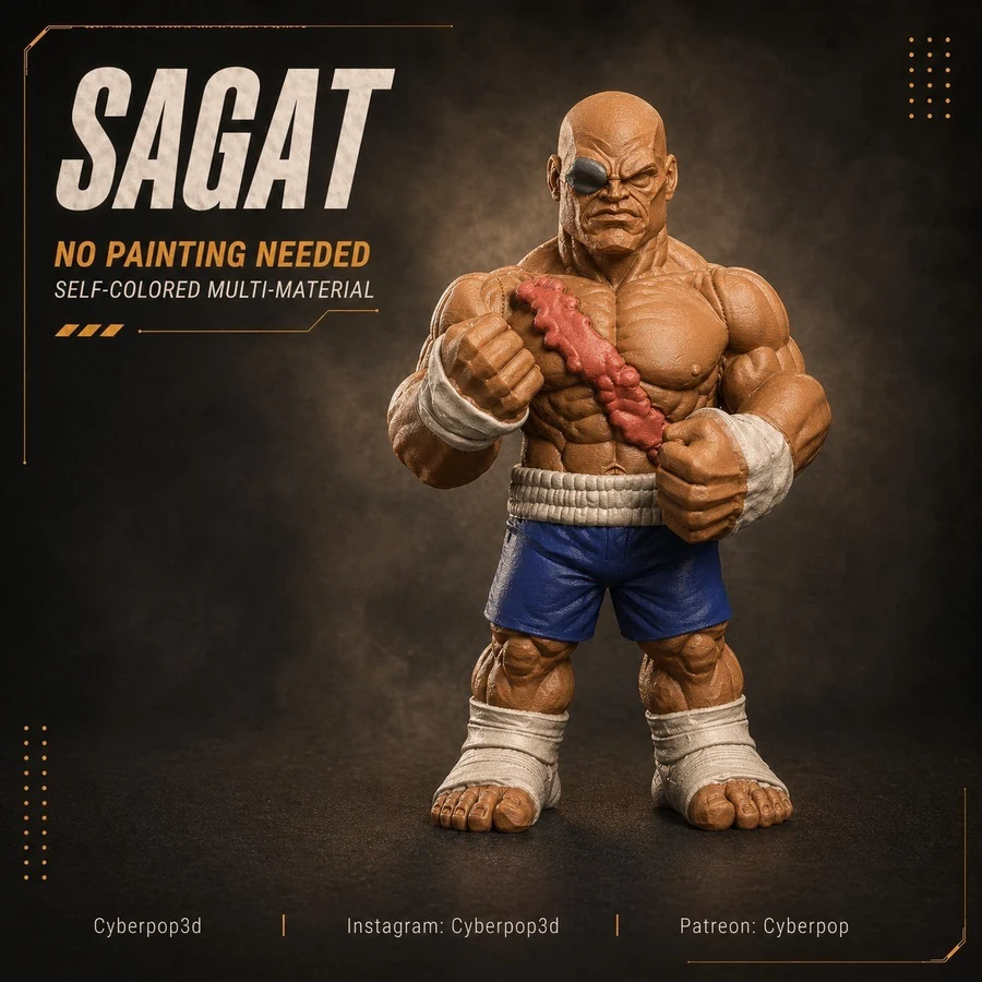 Sagat Buildplate – Street Fighter 3D printable STL model