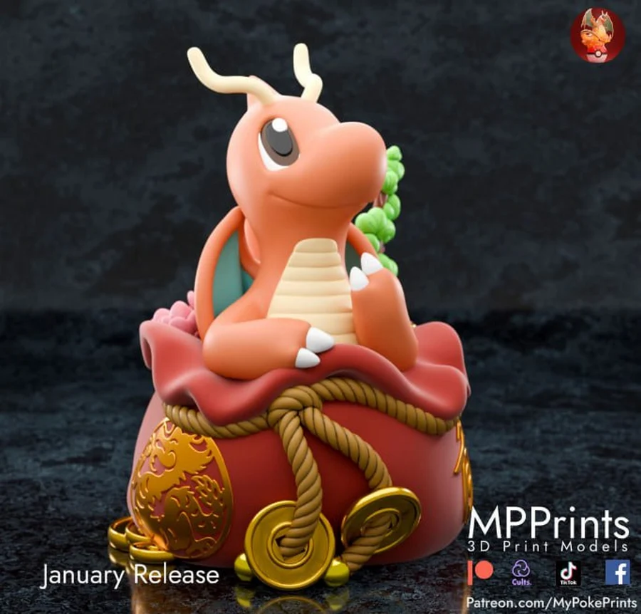 Dragonite - Pokémon 3D printable STL model