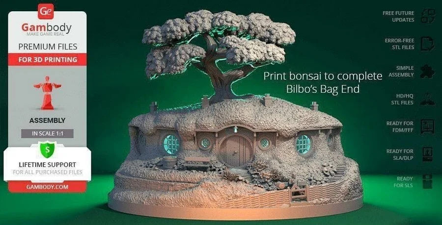 Hobbiton Bonsai Bust – Lord of the Rings 3D printable STL model
