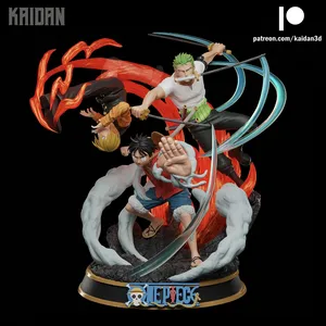 Luffy Sanji & Zoro Diorama – One Piece 3D printable STL model