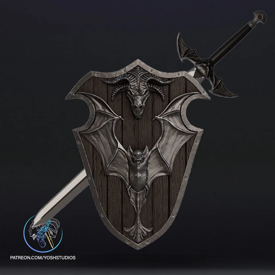 Medieval Batman Sword and Shield – DC Comics 3D printable STL model