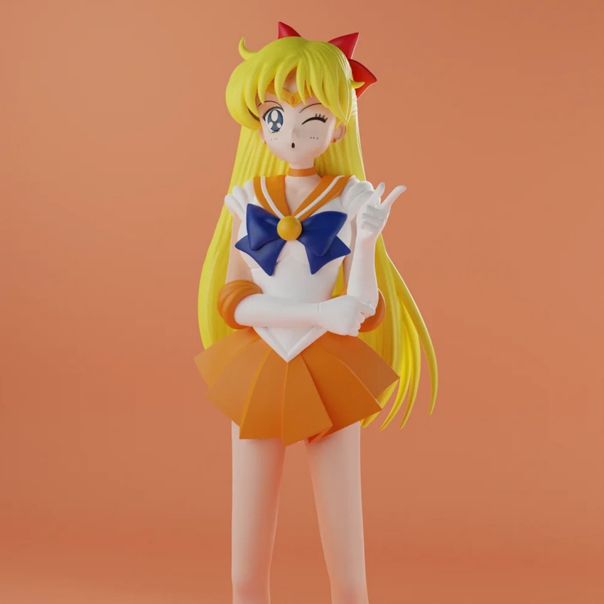 Minako Aino Sailor Venus – Sailor Moon STL render Minako Aino Sailor Venus – Sailor Moon 3D printable STL model