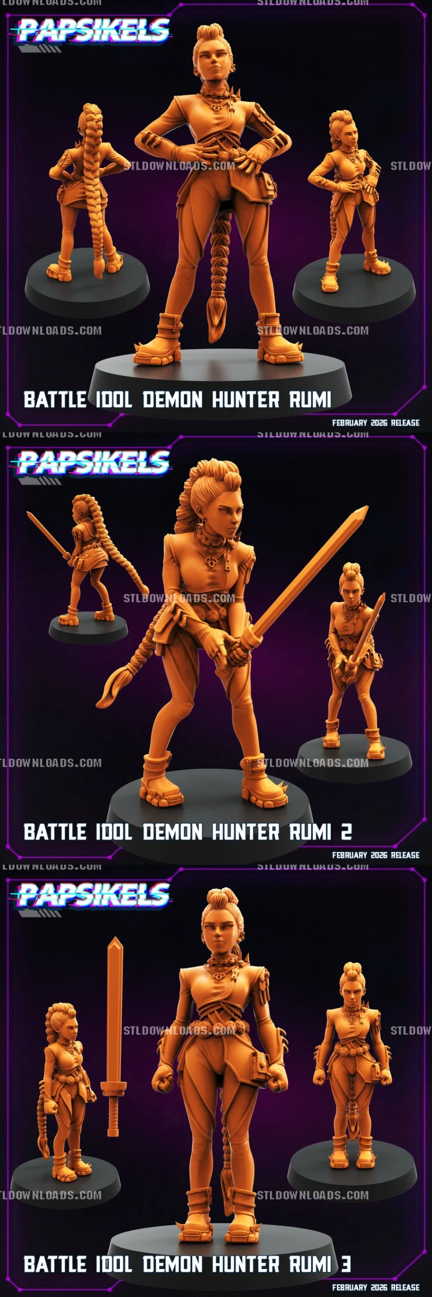 Rumi – K-Pop Demon Hunters STL render Rumi – K-Pop Demon Hunters 3D printable STL model
