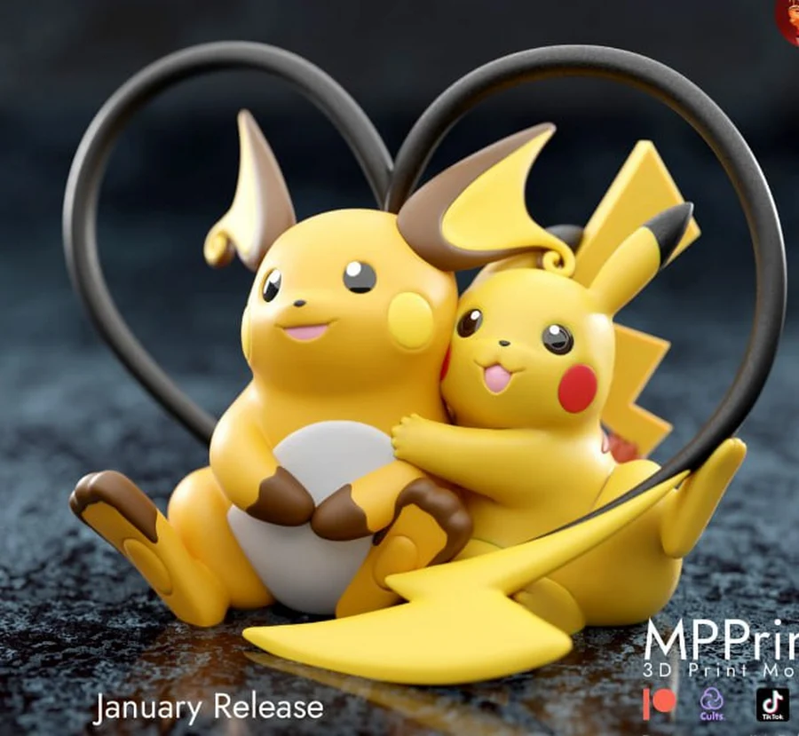 Raichu & Pikachu - Pokémon 3D printable STL model