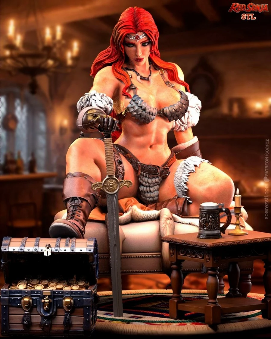 Red Sonja Warrior Queen – Red Sonja STL render Red Sonja Warrior Queen – Red Sonja 3D printable STL model