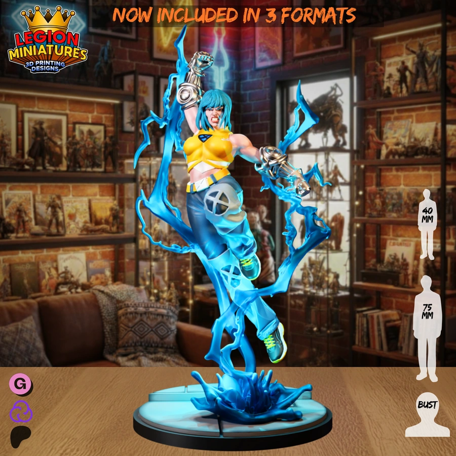 Surge Electric Mutant – Marvel STL render Surge Electric Mutant – Marvel 3D printable STL model