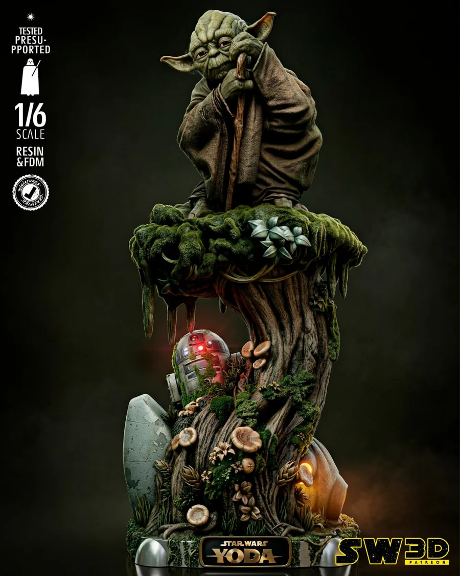 Yoda Sculpture – Star Wars STL render Yoda Sculpture – Star Wars 3D printable STL model