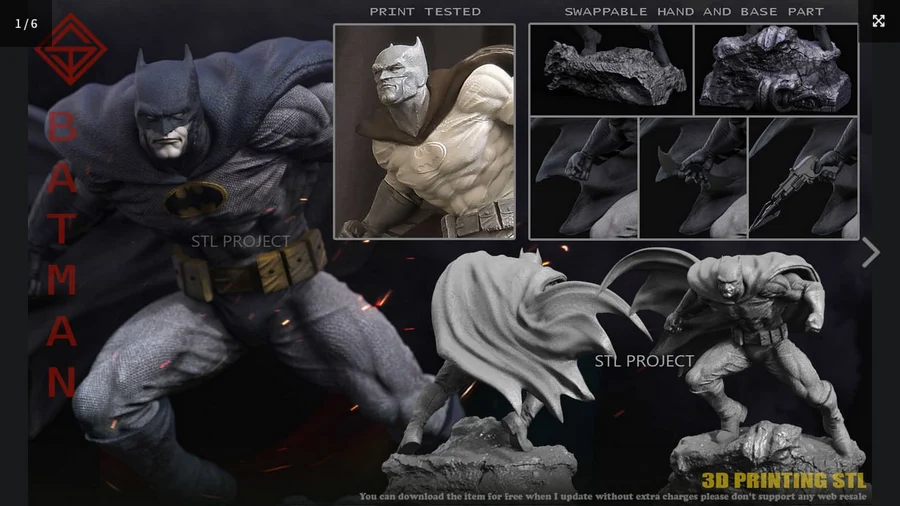 Batman STL - DC Comics STL render Batman STL - DC Comics 3D printable STL model