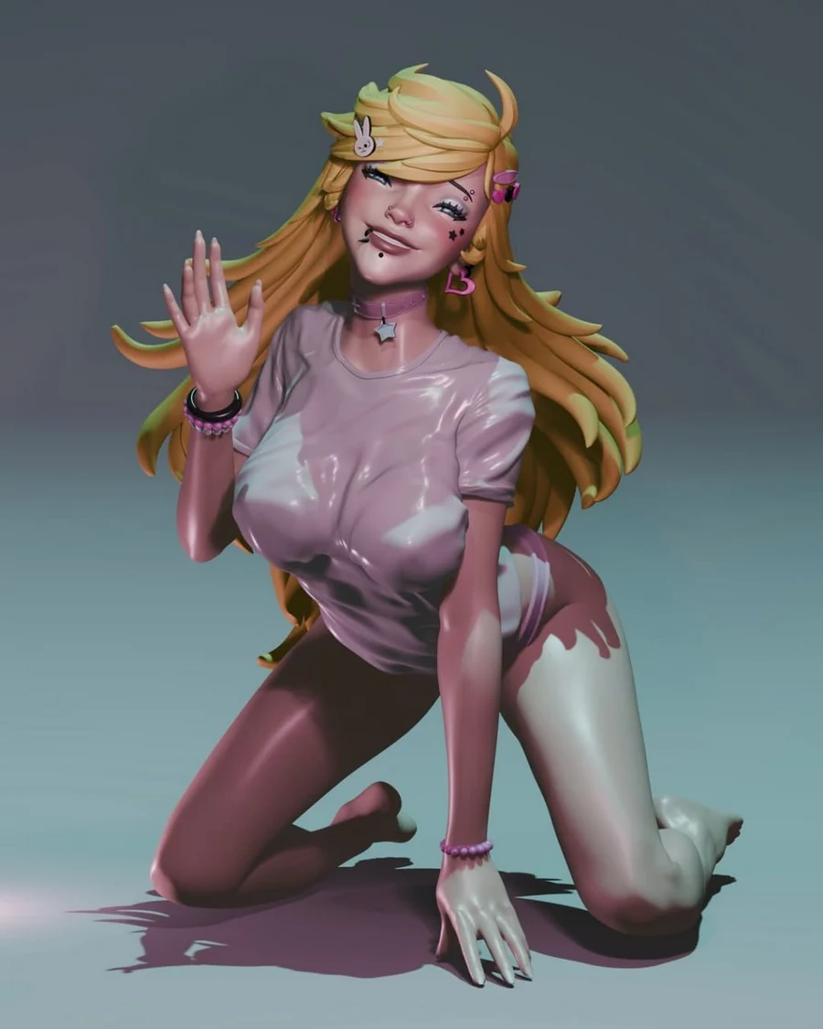 Panty Y2K Rebel Girl – Panty & Stocking STL render Panty Y2K Rebel Girl – Panty & Stocking 3D printable STL model
