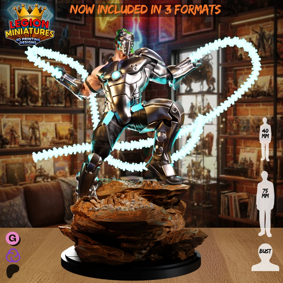 Whiplash Tech Villain – Marvel STL render Whiplash Tech Villain – Marvel 3D printable STL model