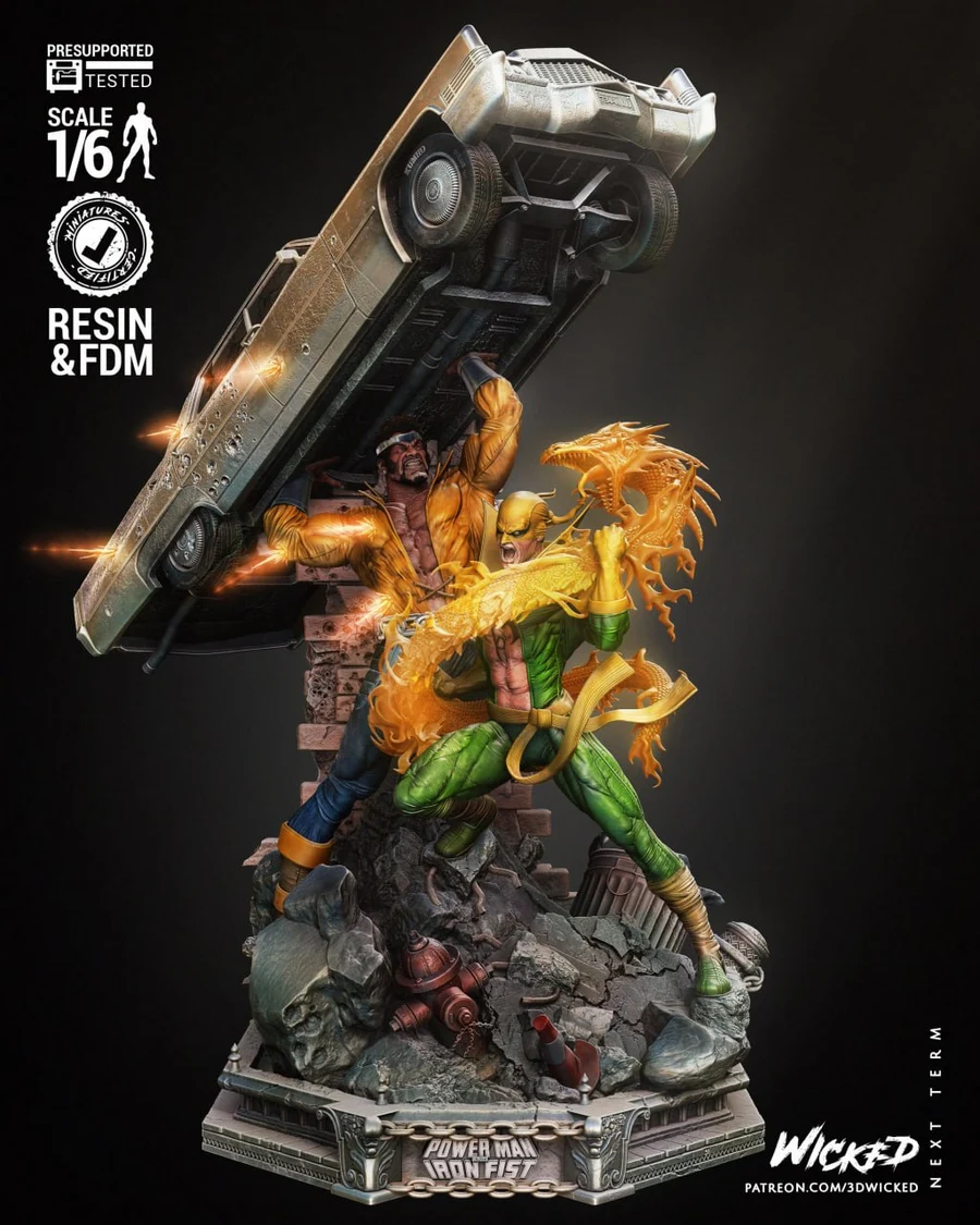 Iron Fist & Luke Cage Diorama - Marvel 3D printable STL model