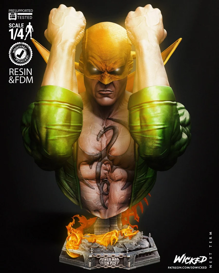 Iron Fist Bust - Marvel 3D printable STL model