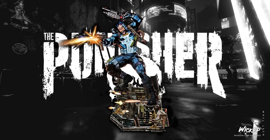 Punisher Sculpture - Marvel 3D printable STL model