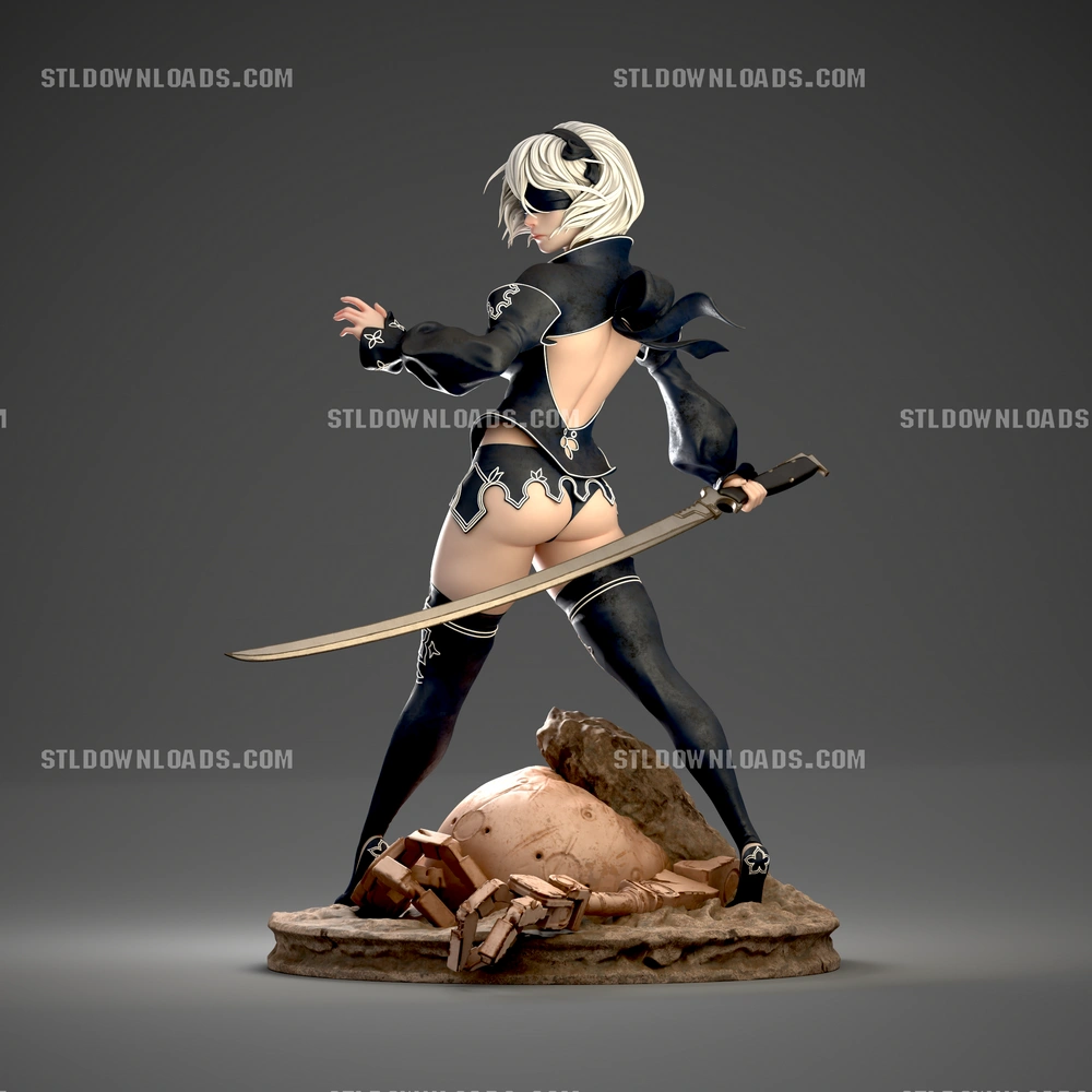 2B — Nier: Automata STL render 2B — Nier: Automata 3D printable STL model