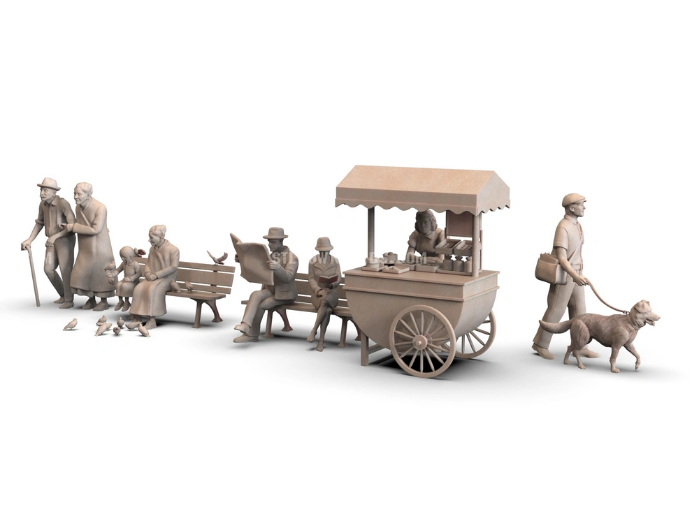 Civilian Street Scene 3D printable STL model