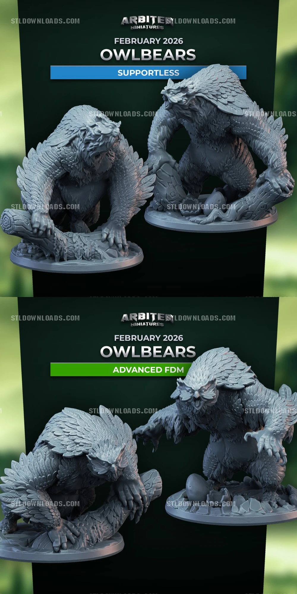 Arbiter Miniatures - Owlbears February 2026 — Dungeons & Dragons / Fantasy 3D printable STL model