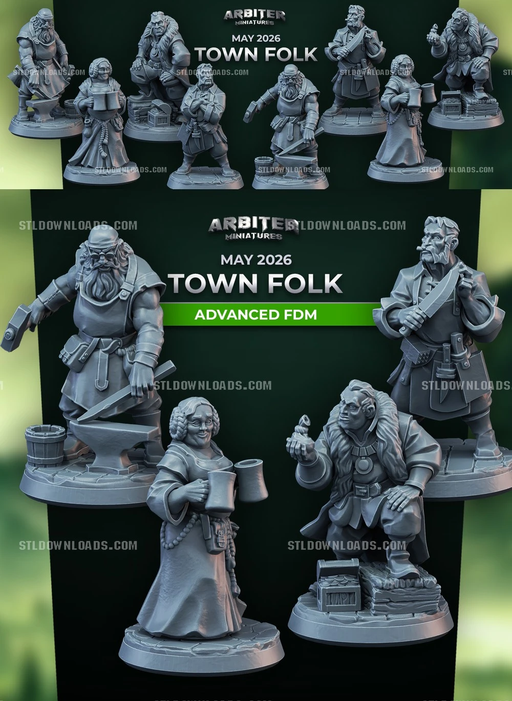 Arbiter Miniatures - Town Folk May 2026 — Fantasy 3D printable STL model