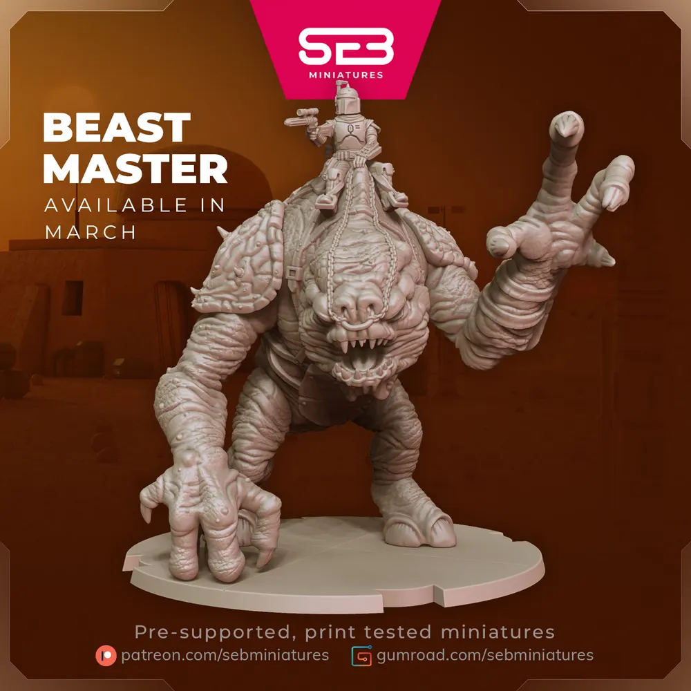 Boba Fett on Rancor — Star Wars 3D printable STL model