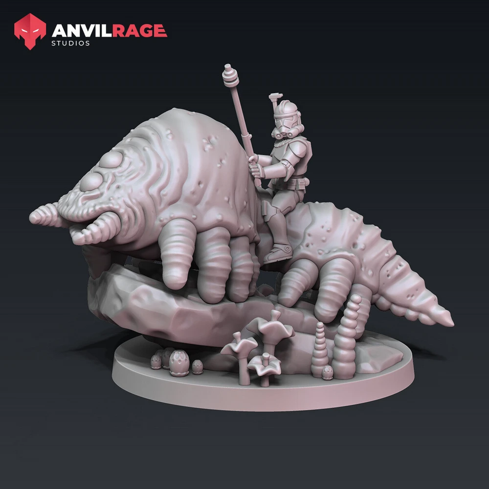 Clone Trooper Mounted on Gelagrub — Star Wars STL render Clone Trooper Mounted on Gelagrub — Star Wars 3D printable STL model