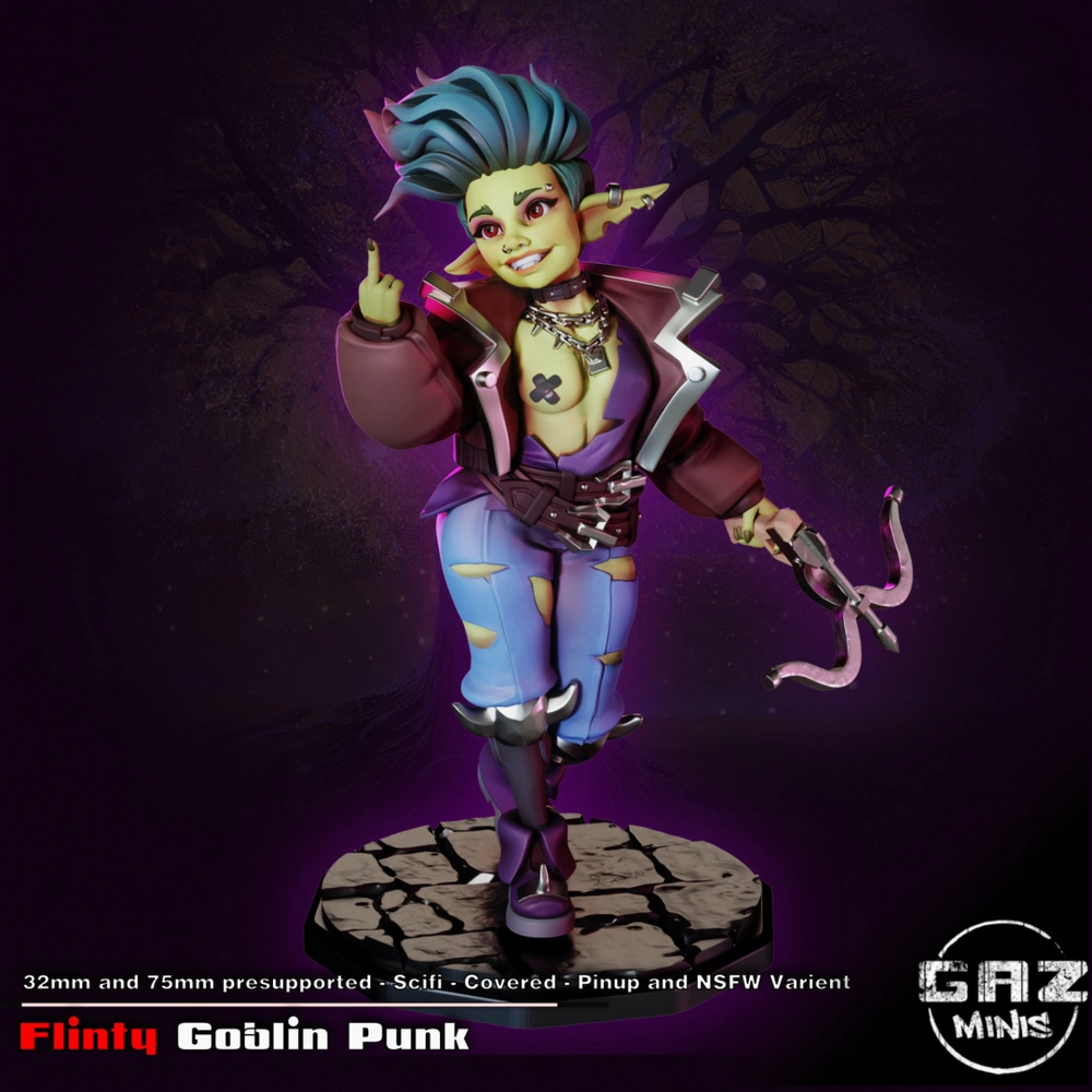 Flinty the Punk Goblin — Fantasy 3D printable STL model