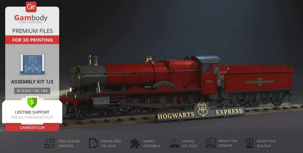 Hogwarts Express Steam Locomotive — Harry Potter STL render Hogwarts Express Steam Locomotive — Harry Potter 3D printable STL model