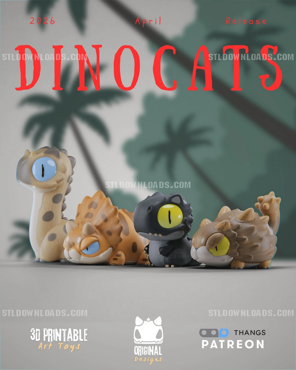 Dinocats (April Release) — Grumpii Art Toy 3D printable STL model