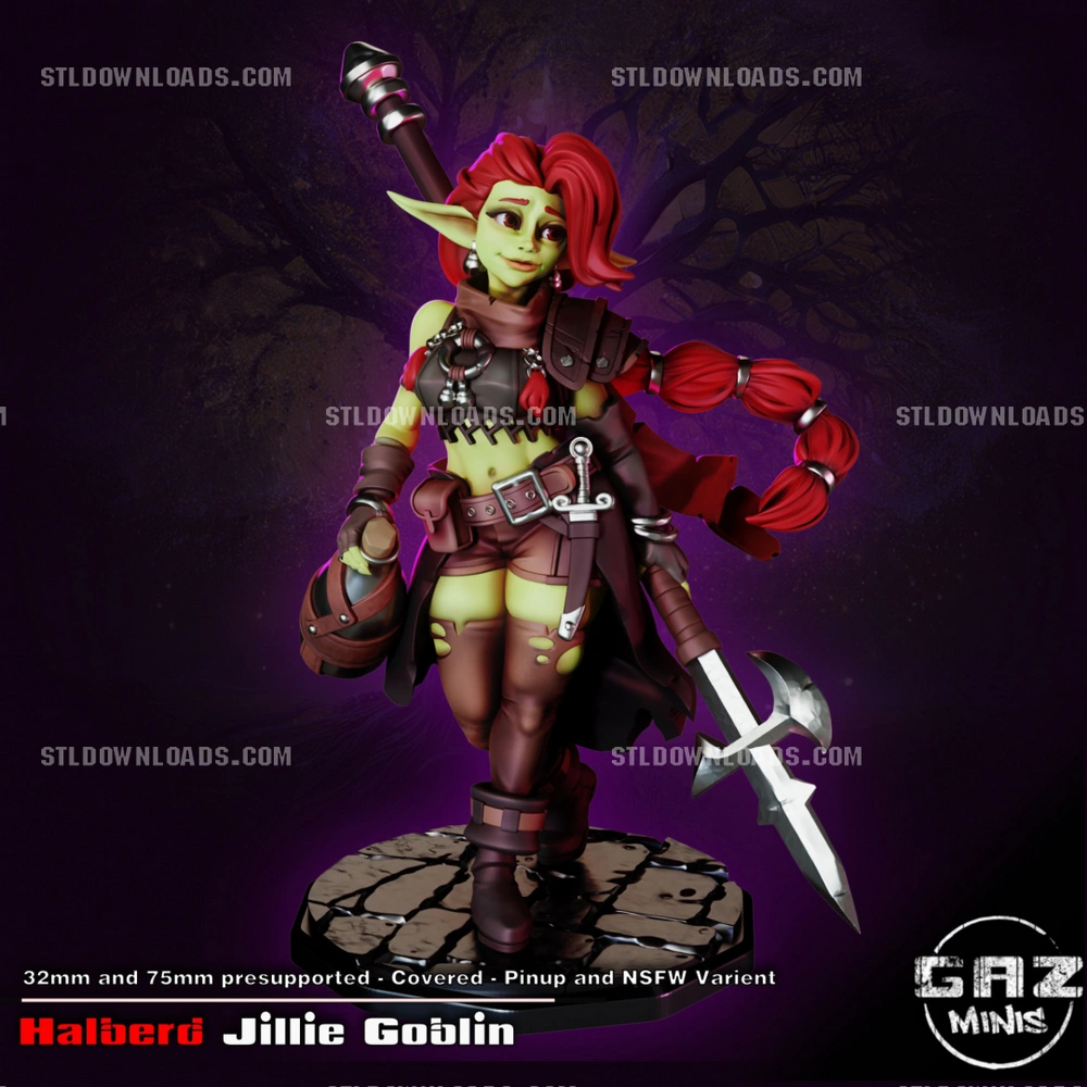 Halberd Welder Jillie Goblin — Fantasy 3D printable STL model