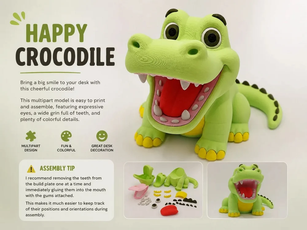 Happy Crocodile AMS 3D printable STL model