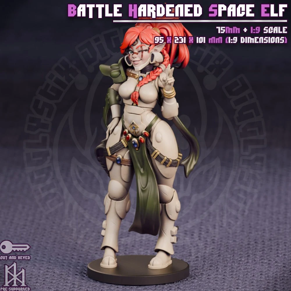Battle Hardened Space Elf — Warhammer 40K (Eldar) 3D printable STL model