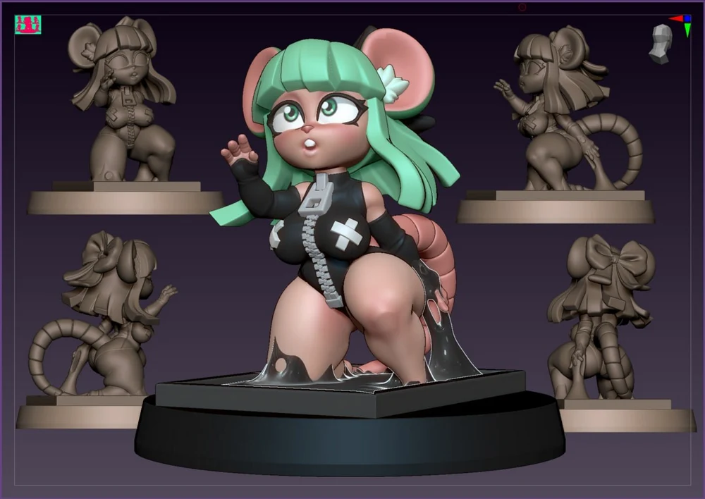 Glue Trap Mouse Girl STL render Glue Trap Mouse Girl 3D printable STL model